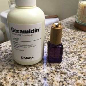 Dr. Jart Ceramidin lotion and Tarte face oil